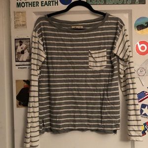 hollister grey and white striped longsleeve